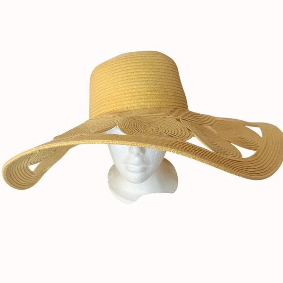 Oversized Wide Brim Sun Hat Straw Circle Resort Fashion Cruise Chic Kate Landry - Picture 8 of 15